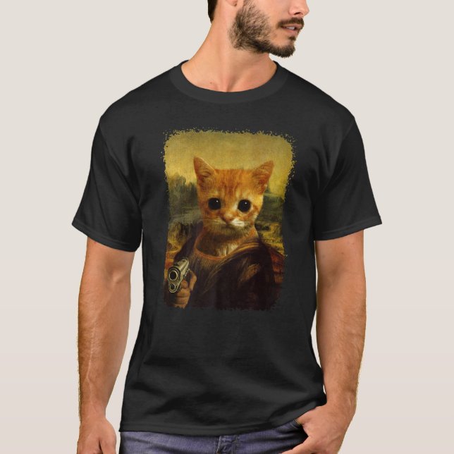 Camiseta el gato Meme historical funny Cute Cat with gun Pr (Anverso)