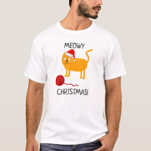 Camiseta El gato Meowy, Naranja divertido, Navidades de Men