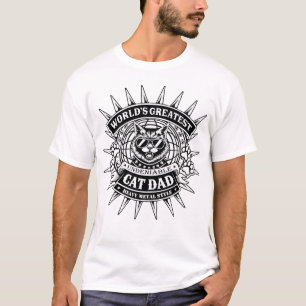 Camiseta El gato Metalizado más fuerte del mundo, papá blan