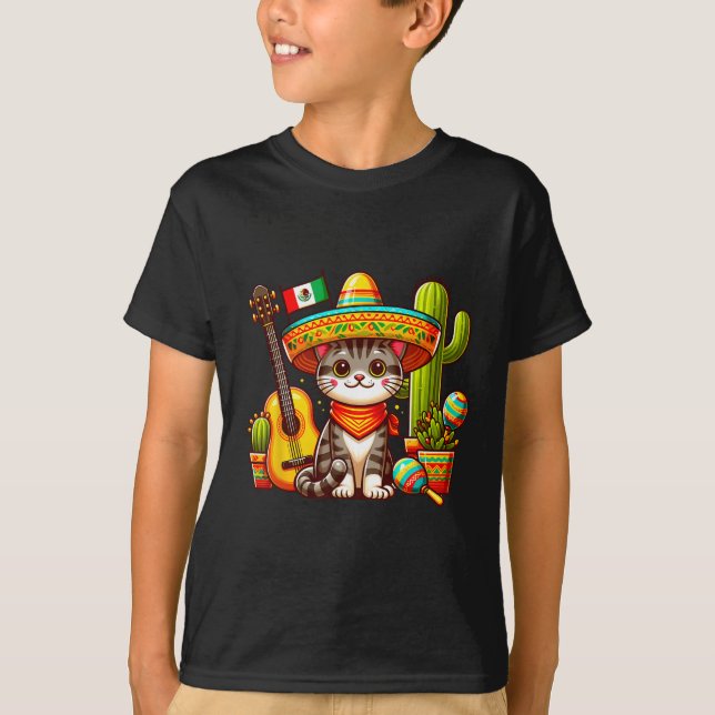 Camiseta El gato mexicano Cinco de Mayo Gatito (Anverso)