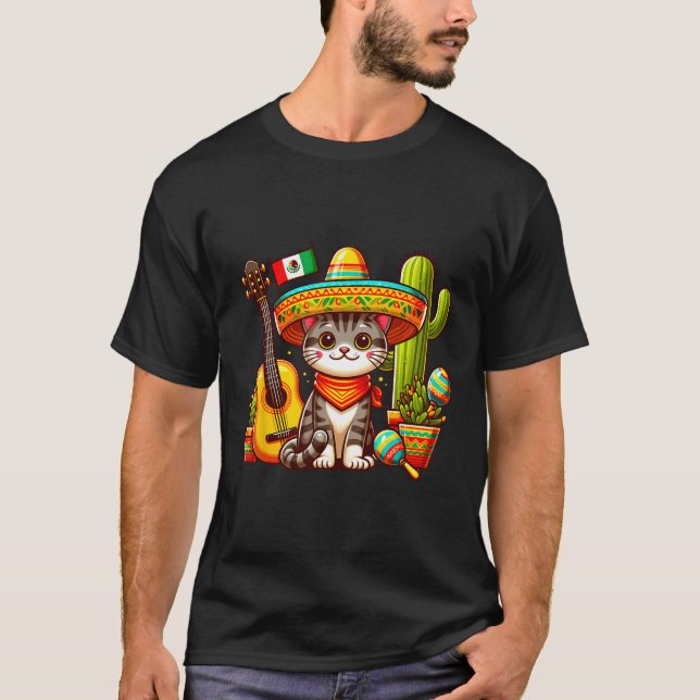 Camiseta El gato mexicano Cinco de Mayo Gatito (Anverso)