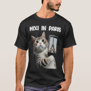 Camiseta El gato Mixi en París selfies tabby