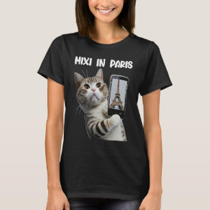 Camiseta El gato Mixi en París selfies tabby