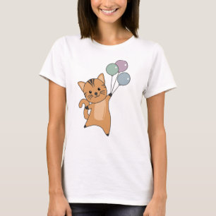 Camiseta El Gato Mosca Con Globos Para Los Gatos Más Dulces