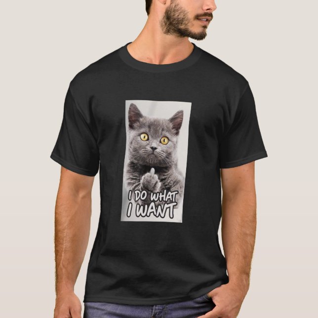 Camiseta el gato muestra el dedo medio Ich mach fue ich wil (Anverso)