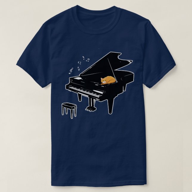 Camiseta El gato naranja juega música de piano mucho más di (Diseño del anverso)