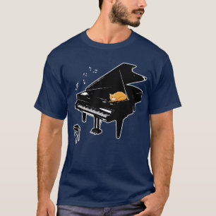 Camiseta El gato naranja juega música de piano mucho más di