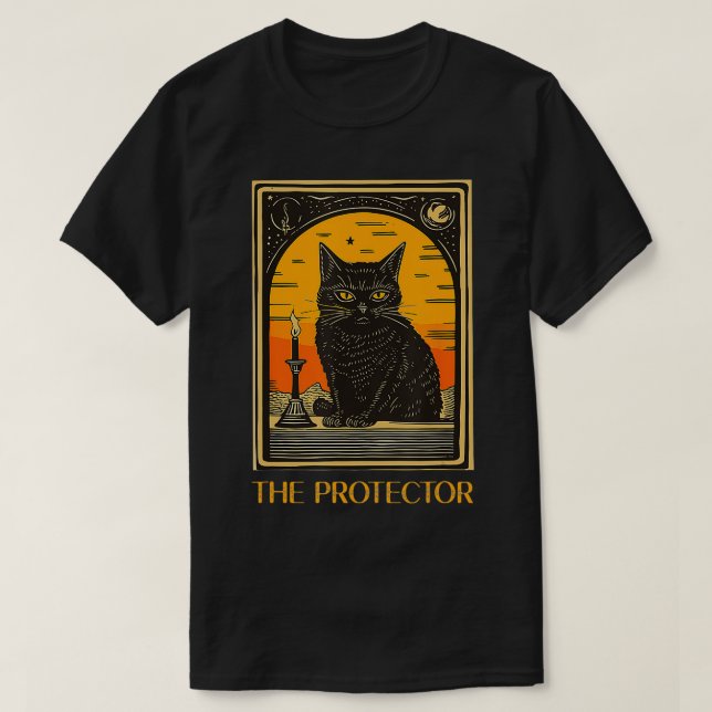 Camiseta El gato negro de Halloween Tarot el protector fort (Diseño del anverso)