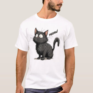 Camiseta El gato negro de repente vio algo, el ojo del gato