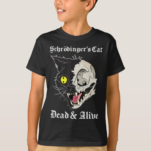 Camiseta El gato negro de Schrodinger muerto y el paraíso c (Anverso)