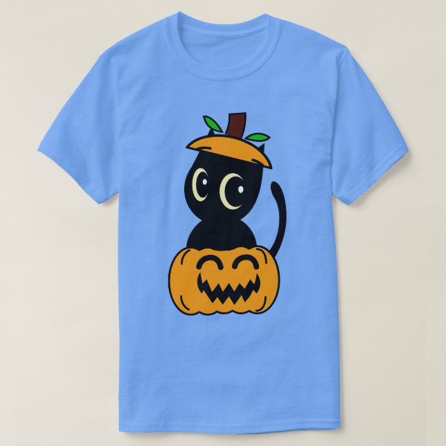 Camiseta El Gato Negro Gracioso Está En Una Calabaza (Diseño del anverso)
