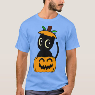 Camiseta El Gato Negro Gracioso Está En Una Calabaza
