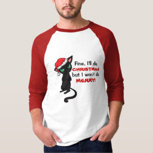 Camiseta El gato negro gruñón no será Felices Navidad