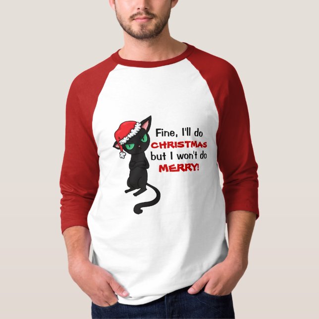 Camiseta El gato negro gruñón no será Felices Navidad (Anverso)
