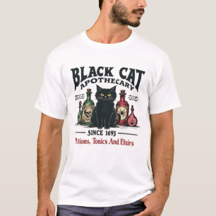 Camiseta El gato negro retro aterrador apothecary Wicca