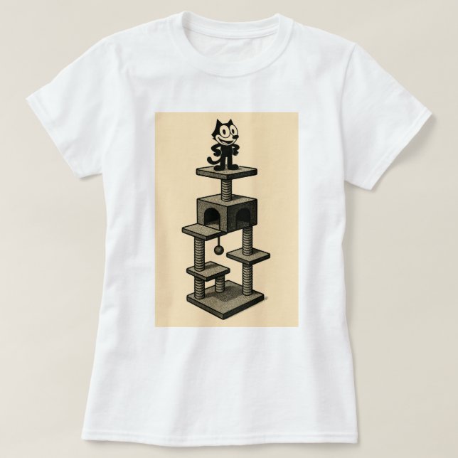 Camiseta El gato personalizado ama su árbol (Diseño del anverso)