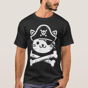 Camiseta El gato pirata cruza los huesos del gato El amante