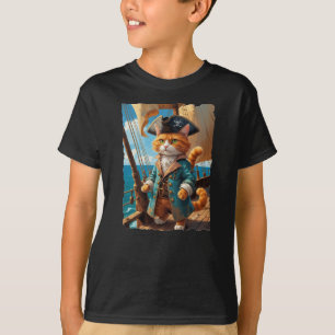Camiseta ¡El gato pirata en la cubierta de su barco!