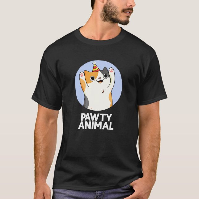 Camiseta El gato Pun Dark BG es un Fiesta divertido para lo (Anverso)