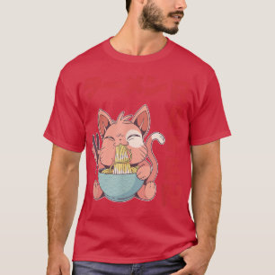 Camiseta El gato Ramen Anime Noodles Kawaii Esbozo japonés 