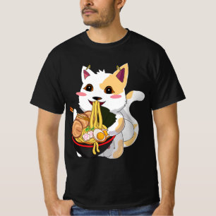 Camiseta El gato Ramen Kawaii Anime Chicas de comida japone
