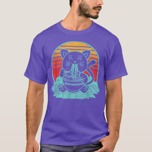 Camiseta El gato retro del Ramen Sunset estilo Kawaii japon