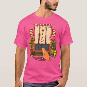 Camiseta El Gato Rojo Y La Tienda Japonesa De Ramen