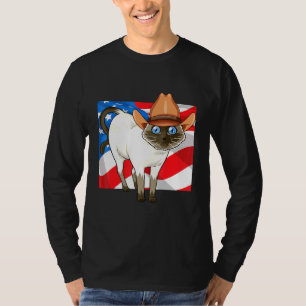 Camiseta El gato Siamés Merica 4 De Julio Patriótico Estado