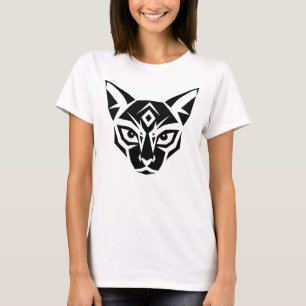 Camiseta El gato siamés negro y Ilustracion blanco elegante