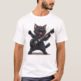 Camiseta El gato toca el rock de guitarra y la estrella del