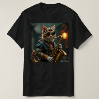 Camiseta El gato toca el saxofón.