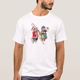 Camiseta El gato toca trombón en la nieve