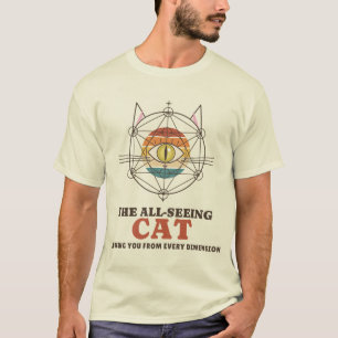 Camiseta El Gato Todopoderoso Divertida Geometría Sagrada