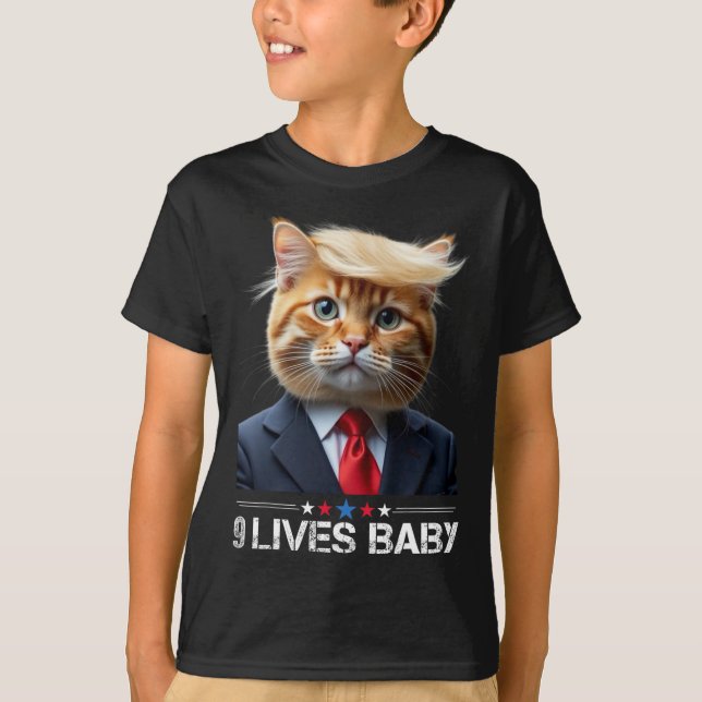 Camiseta El gato Trump 9 vive a Ba1gracioso meme de Trump (Anverso)