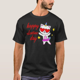 Camiseta El gato unicornio Feliz Día de San Valentín para
