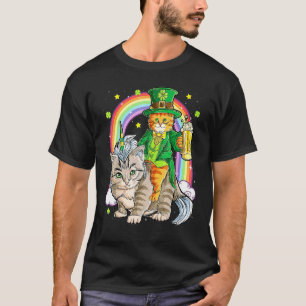 Camiseta El gato Unicornio Leprechaun St Patricks Day Mujer