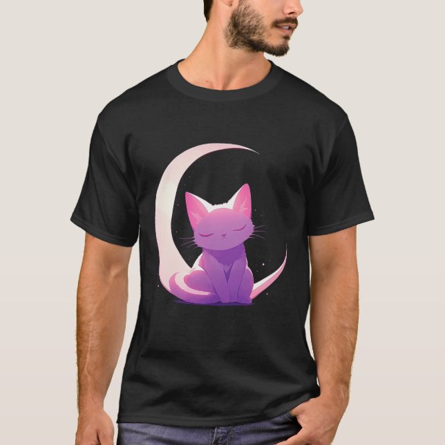 Camiseta El gato y la luna (púrpura) (Anverso)