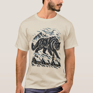 Camiseta El gato Yule Folclore islandés Grabado en madera