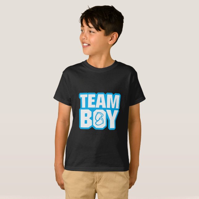 Camiseta El género de Baby Shower del muchacho del equipo (Anverso completo)