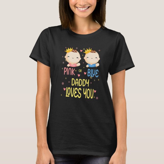 Camiseta El género de Baby Shower revela amor de papi rosad (Anverso)