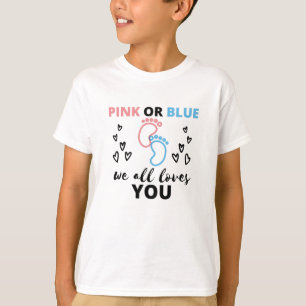 Camiseta El género del bebé revela ideas rosadas o azules q