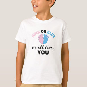Camiseta El género del bebé revela ideas rosadas o azules q
