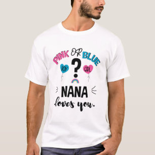 Camiseta El género del bebé revela que Nana rosa o azul te