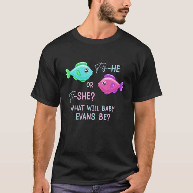 Camiseta El Género Del Pescado Revela Pescado Rosa Y Azul C (Anverso)