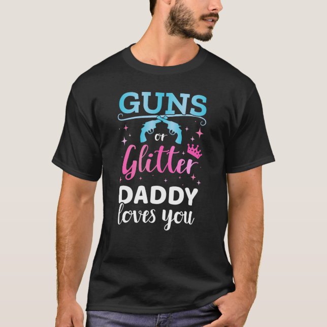 Camiseta El género revela armas o purpurina papá bebé fiest (Anverso)