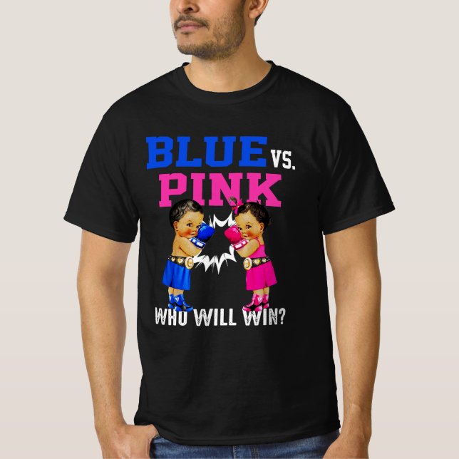 Camiseta El género revela azul frente a bebes de boxeo étni (Anverso)