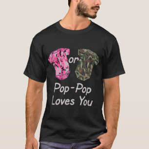 Camiseta El género revela el pop-pop rosado o camuflaje ve
