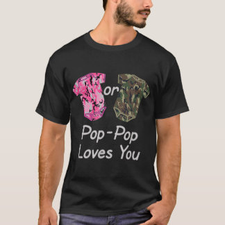 Camiseta El género revela el pop-pop rosado o camuflaje ver