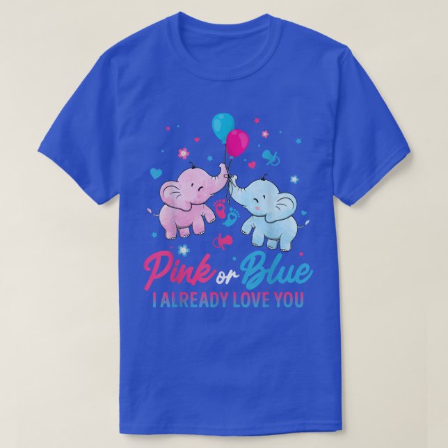 Camiseta El género revela los elefantes rosados o azules o  (Diseño del anverso)