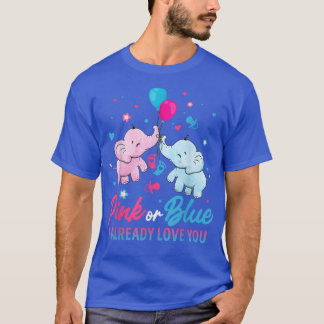 Camiseta El género revela los elefantes rosados o azules o 